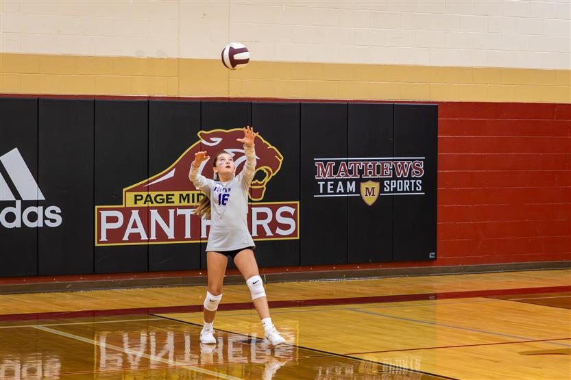 Student-athletes play volleyball